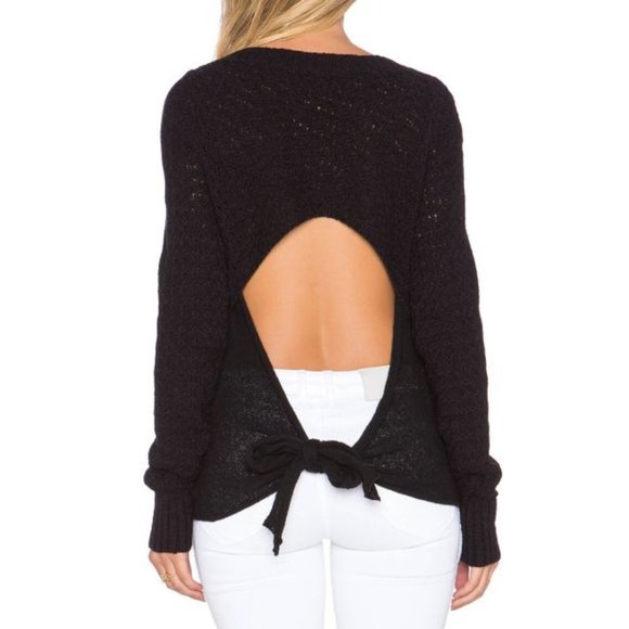 Free People Bow Back Pullover Knit Sweater Open Cut-Out Cropped Back Backless S - Picture 6 of 10